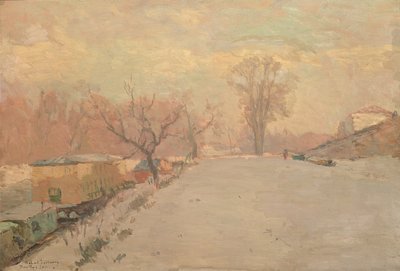 Road by the Seine at Neuilly in Winter by Albert Charles Lebourg